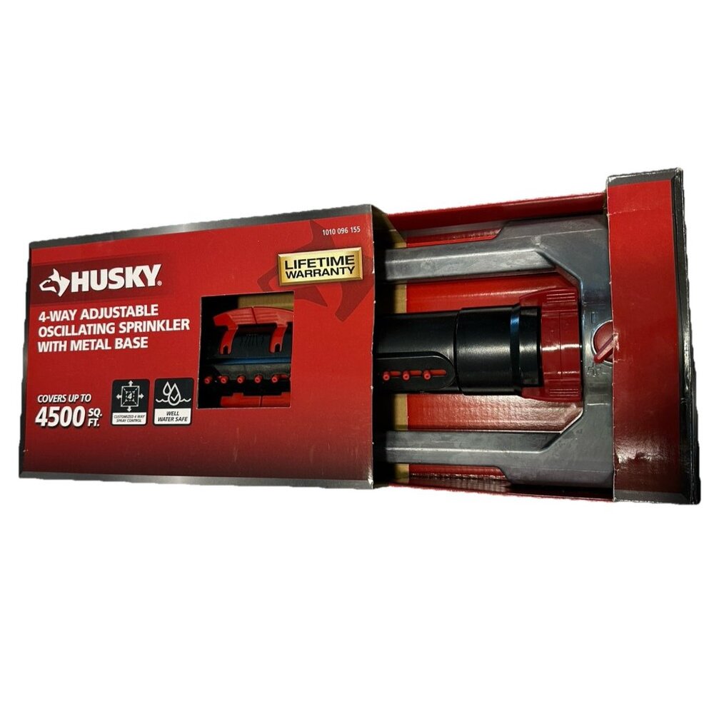 Husky Lawn Sprinkler Turbo Oscillating 4500 Sq Ft Adjustable Metal Yard
